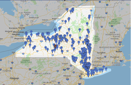 Map of NYS Climate Smart participating communities.